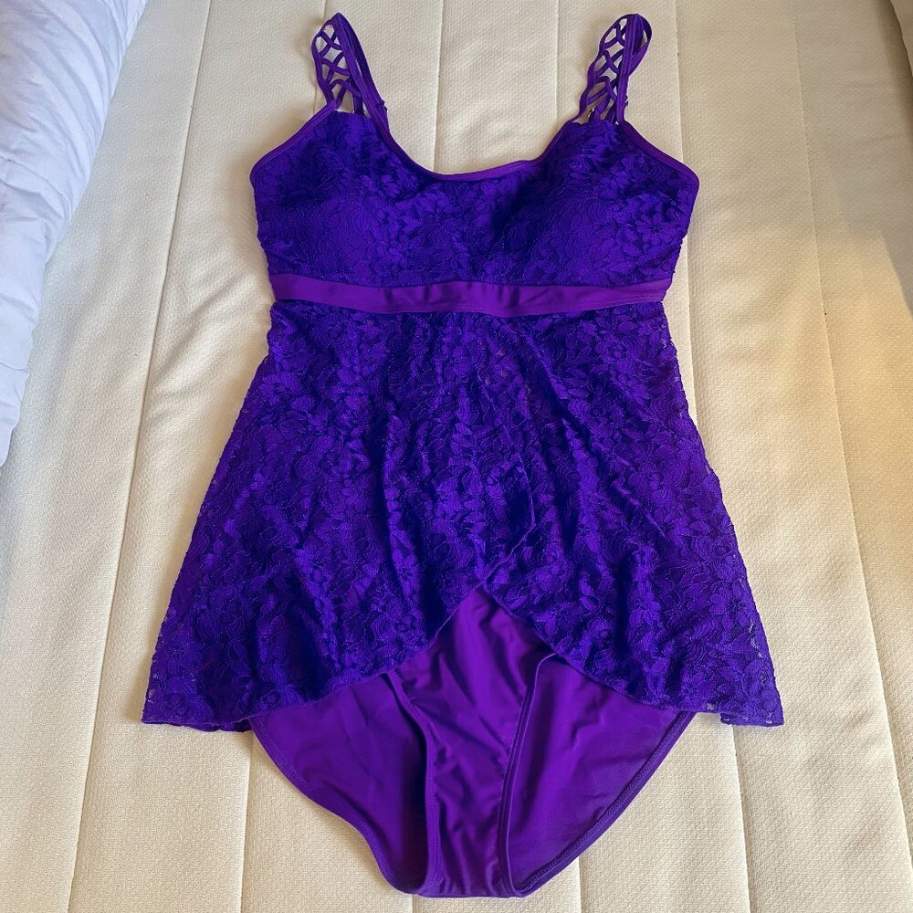 NEW WITH TAGS Purple Lace Two-Piece Swimsuit - Size 16